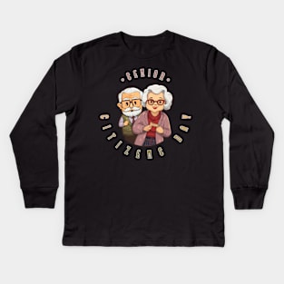 Senior Citizen's Day Elderly Couple Kids Long Sleeve T-Shirt